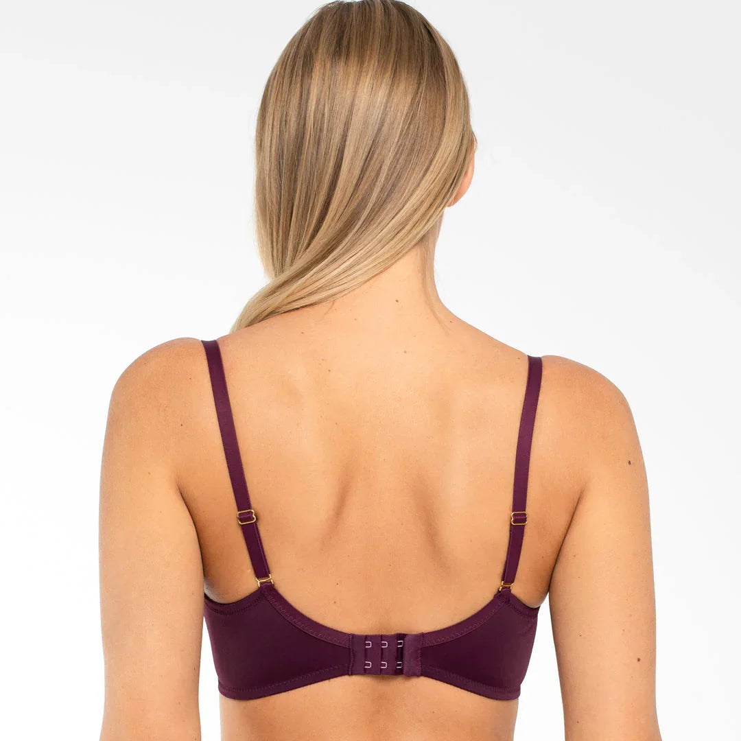 Sheer Mesh Embroidered Full Figure Bra Perla Aubergine - STREET STYLE