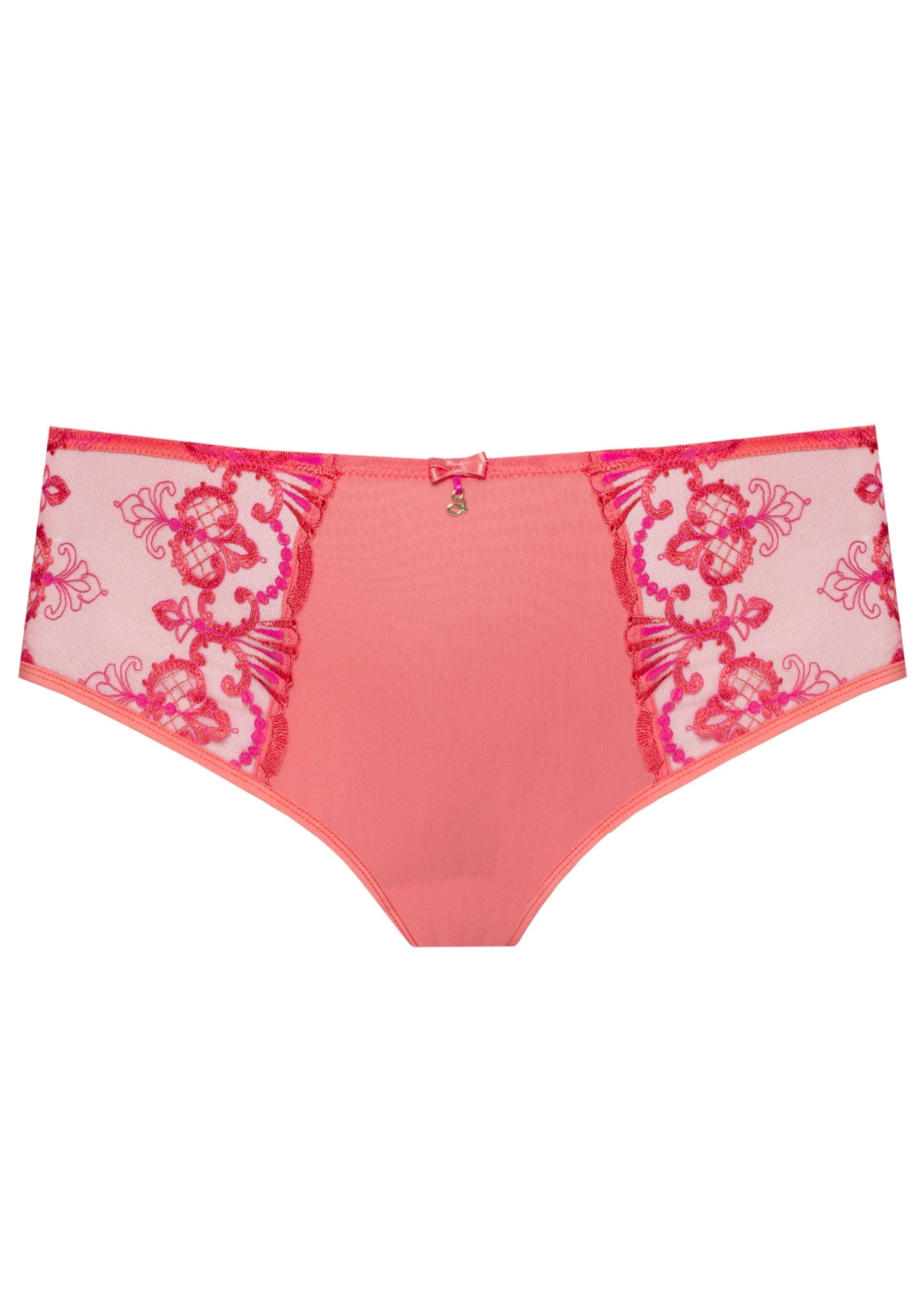 Sheer Mesh Tulle Embroidered Brief Panty Perla Coral - STREET STYLE