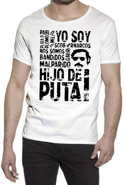 Pablo Escobar Hijo de Puta 18-98-3 T-shirt Urban Slub Men Uomo 100% Cotone Fiammato JK - STREET STYLE