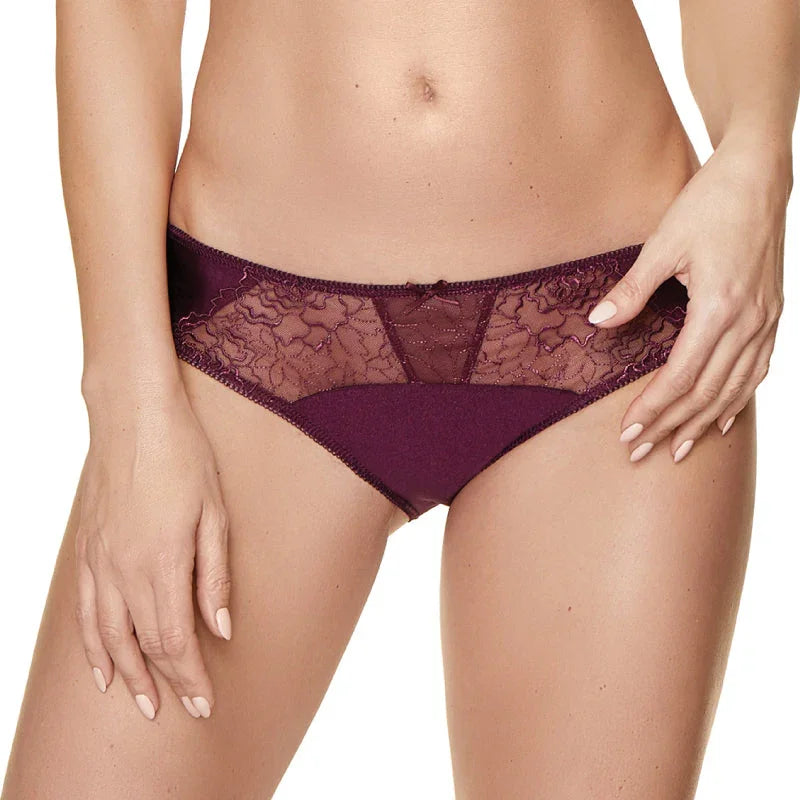 Semi Sheer Low Rise Bikini Panty Pamela Aubergine - STREET STYLE