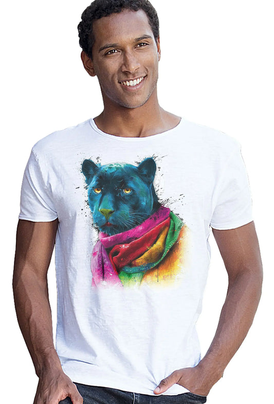 Panther Color Stilizzato 18-20-59 T-shirt Urban Slub Men Uomo 100% Cotone Fiammato JK - STREET STYLE