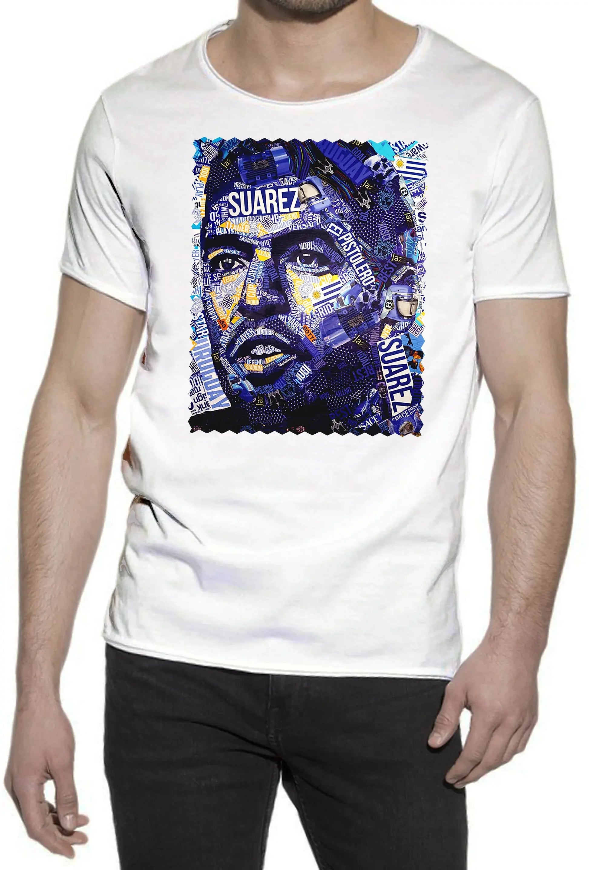 Portrait Suarez Color Artistico Stilizzato 18-30-21 T-shirt Urban Slub Men Uomo 100% Cotone Fiammato JK - STREET STYLE