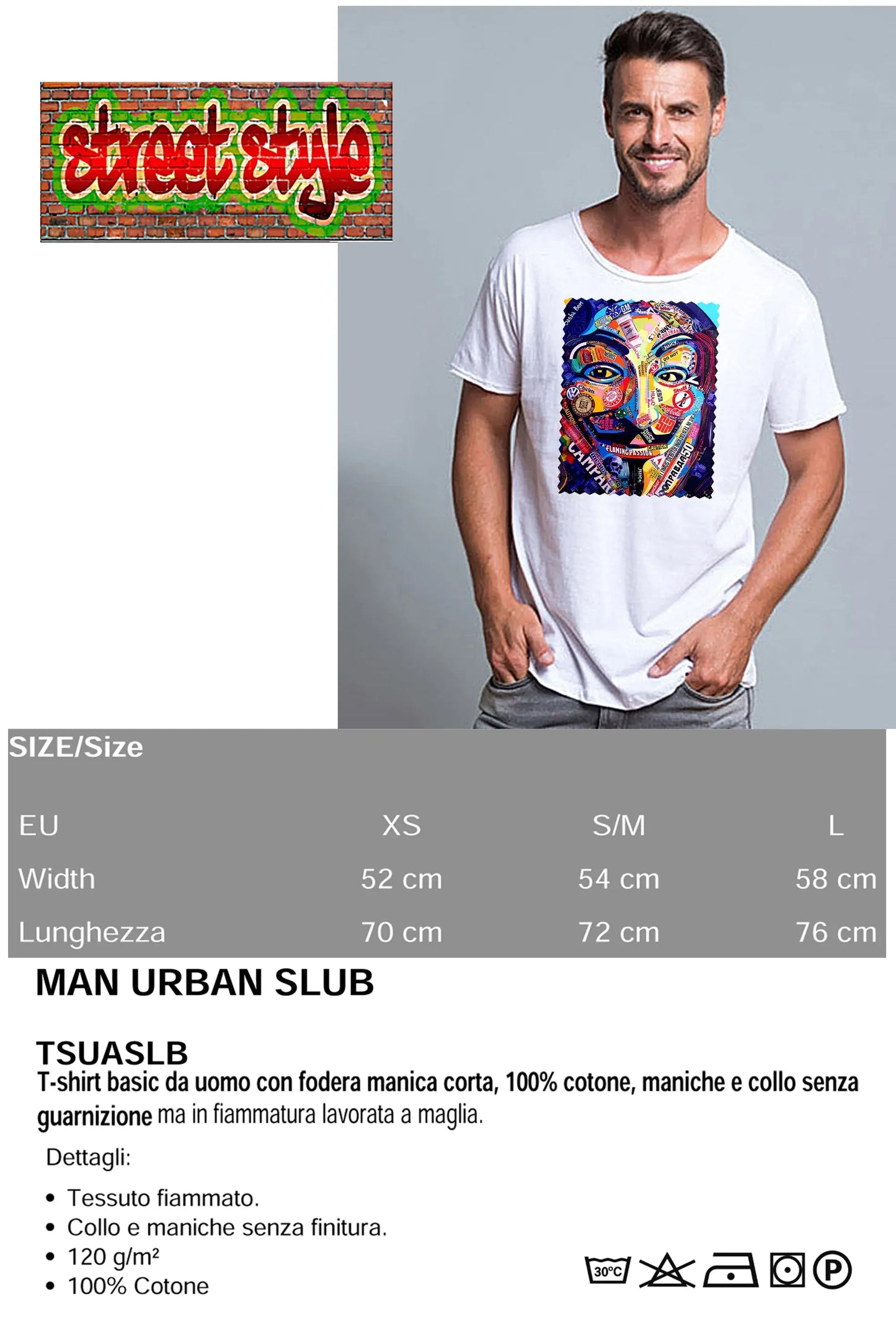 Potrait Anonymous Color Artistico Stilizzato 18-30-13 T-shirt Urban Slub Men Uomo 100% Cotone Fiammato JK - STREET STYLE
