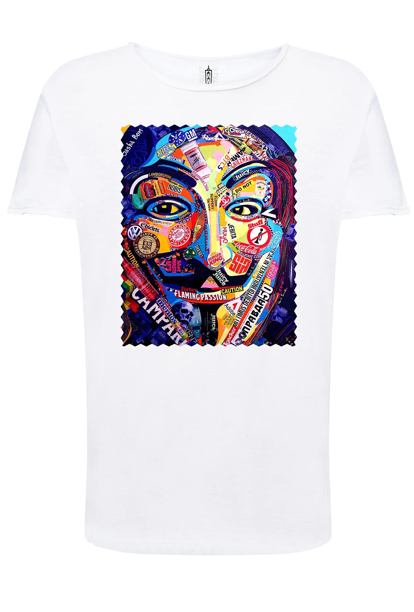 Potrait Anonymous Color Artistico Stilizzato 18-30-13 T-shirt Urban Slub Men Uomo 100% Cotone Fiammato JK - STREET STYLE