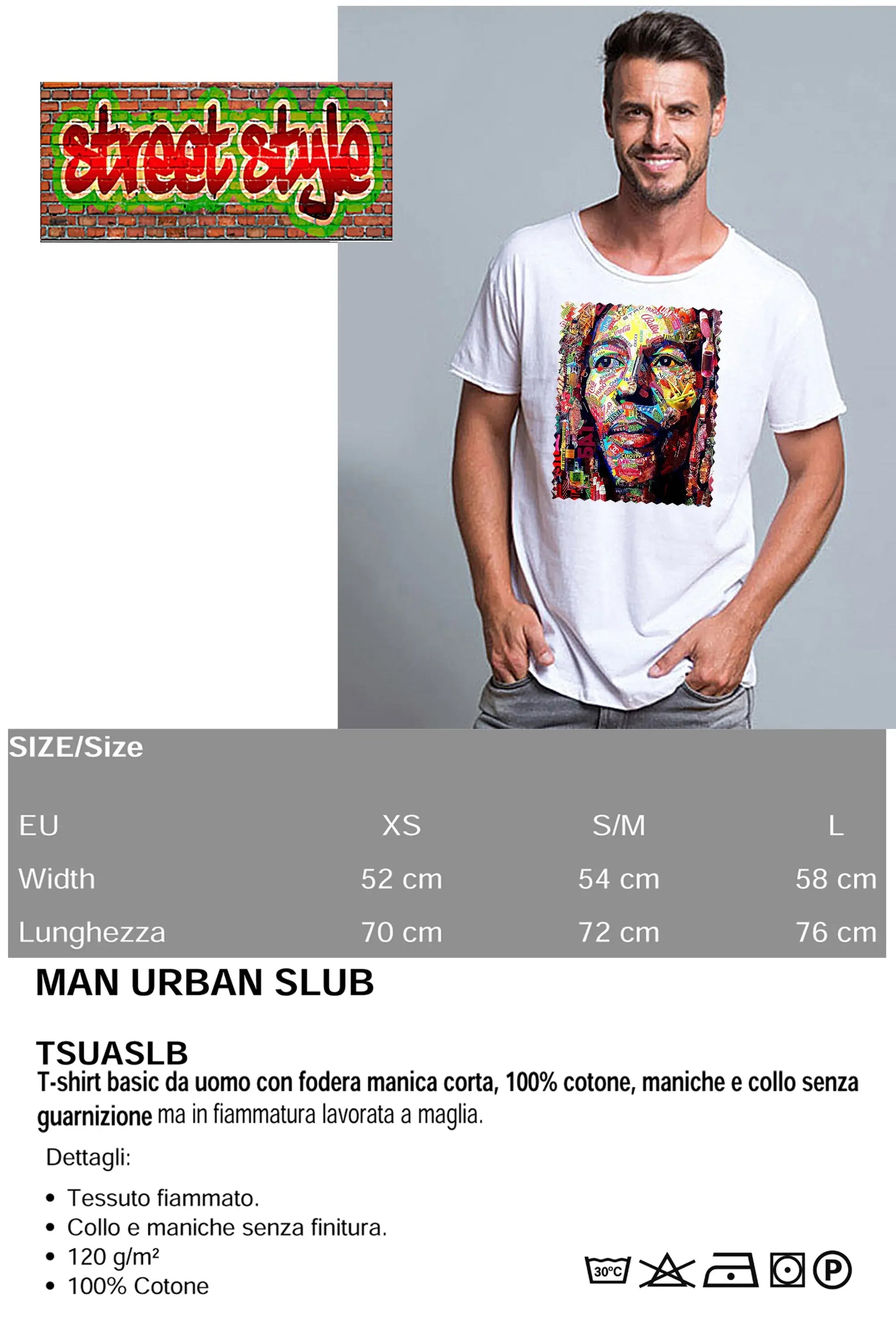 Potrait Bob Marley Color Artistico Stilizzato 18-30-12 T-shirt Urban Slub Men Uomo 100% Cotone Fiammato JK - STREET STYLE