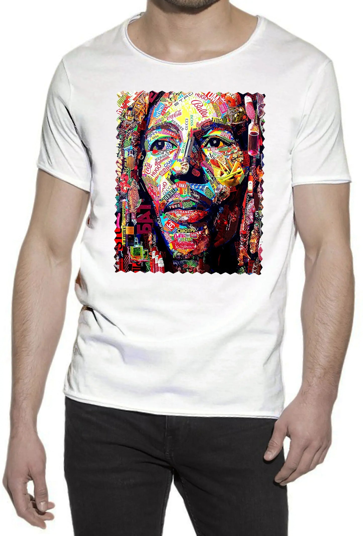 Potrait Bob Marley Color Artistico Stilizzato 18-30-12 T-shirt Urban Slub Men Uomo 100% Cotone Fiammato JK - STREET STYLE