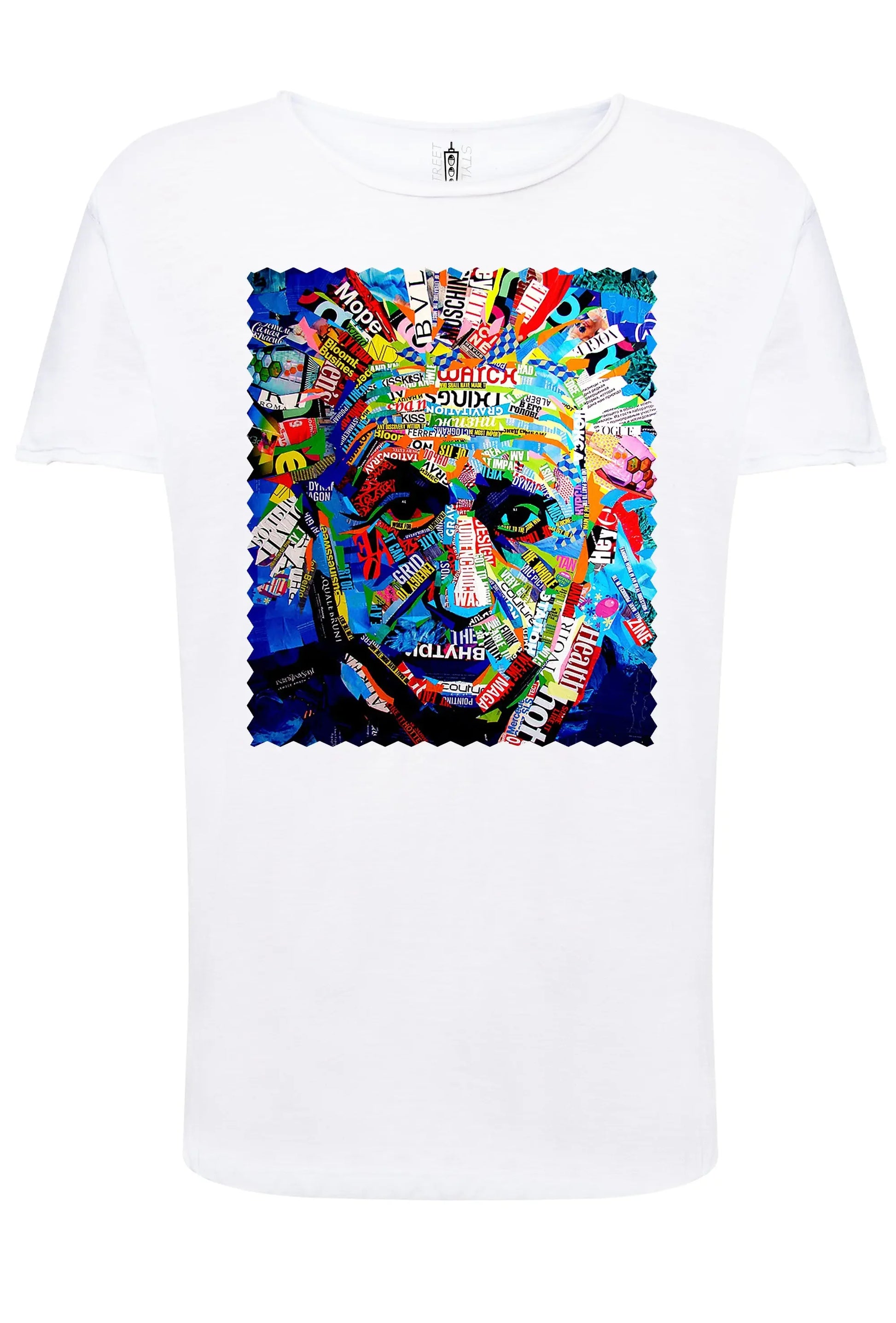 Potrait Eintein Color Artistico Stilizzato 18-30-6 T-shirt Urban Slub Men Uomo 100% Cotone Fiammato JK - STREET STYLE
