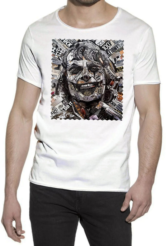 Portrait Joker Color Artistico Stilizzato 18-30-9 T-shirt Urban Slub Men Uomo 100% Cotone Fiammato JK - STREET STYLE