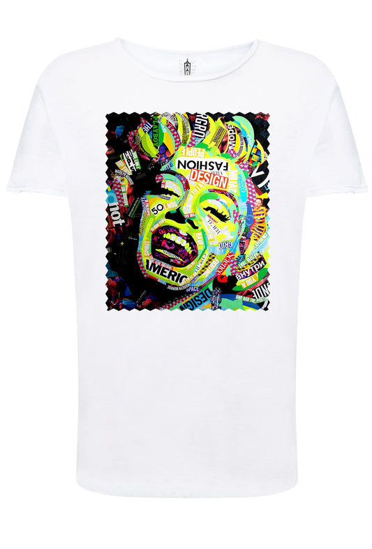 Potrait Marilyn Monrooe Color Artistico Stilizzato 18-30-7 T-shirt Urban Slub Men Uomo 100% Cotone Fiammato JK - STREET STYLE