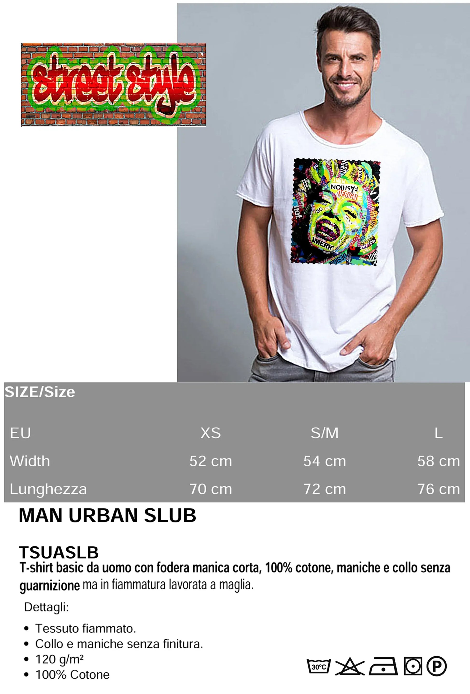 Potrait Marilyn Monrooe Color Artistico Stilizzato 18-30-7 T-shirt Urban Slub Men Uomo 100% Cotone Fiammato JK - STREET STYLE