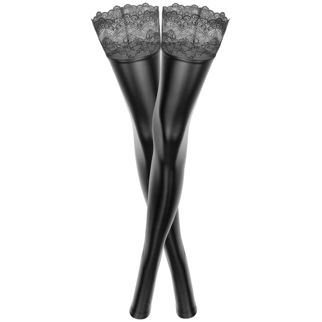 Powerwetlook Stockings Noir Handmade Superstar - STREET STYLE
