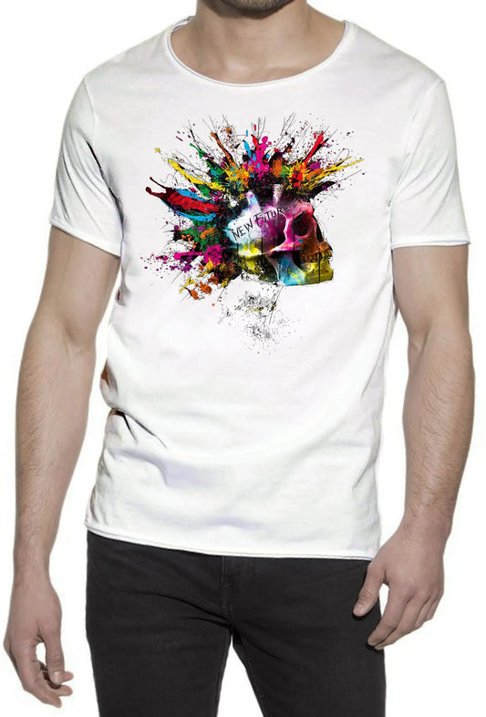 Punk Color Stilizzato 18-20-7 T-shirt Urban Slub Men Uomo 100% Cotone Fiammato JK - STREET STYLE