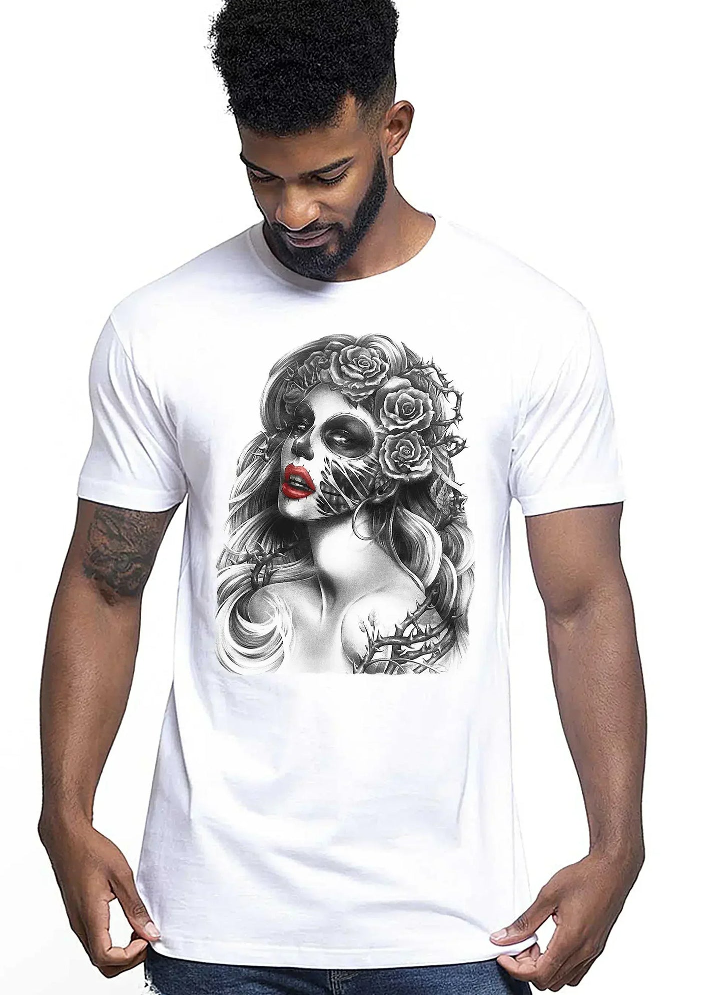 Querida Muerta Tattoo 9036 T-shirt Urban Men Uomo 100% Cotone Pettinato JK - STREET STYLE