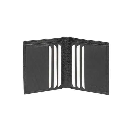 RB12113A | Vertical Wallet in Genuine Full Grain Leather, Dollar Grain/Light. Color Black. RFID Protection. Closed Dimensions: cm 9.5 x 10 x 1. Packaging: Gift box bottom/lid - STREET STYLE