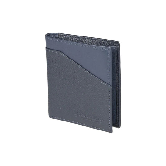 RB12113D | Vertical Wallet in Genuine Full Grain Leather, Dollar Grain/Light. Color Blue. RFID Protection. Closed Dimensions: cm 9.5 x 10 x 1. Packaging: Gift box bottom/lid - STREET STYLE