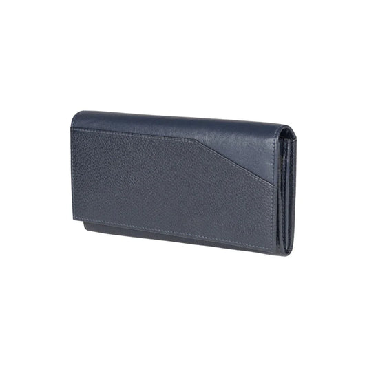 RB12129D | Women's Wallet in Genuine Full Grain Leather, Dollar Grain/Light. Color Blue. RFID Protection. Closed Dimensions: 18.5 x 10 x 3 cm. Packaging: Gift box bottom/lid - STREET STYLE