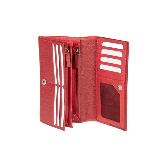 RB12129V | Women's Wallet in Genuine Full Grain Leather, Dollar Grain/Light. Red Color. RFID Protection. Closed Dimensions: 18.5 x 10 x 3 cm. Packaging: Gift box bottom/lid - STREET STYLE