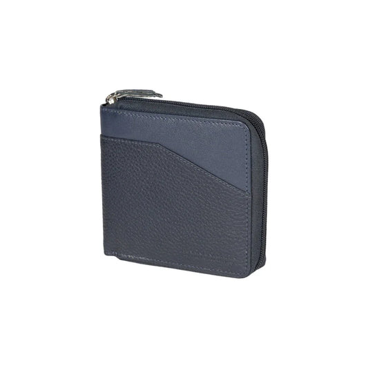RB12175D | Zip Around Wallet in Genuine Full Grain Leather, Dollar Grain/Light. Color Blue. RFID Protection. Closed Dimensions: 11.5 x 10.5 x 2 cm. Packaging: Gift Box Bottom/Lid - STREET STYLE