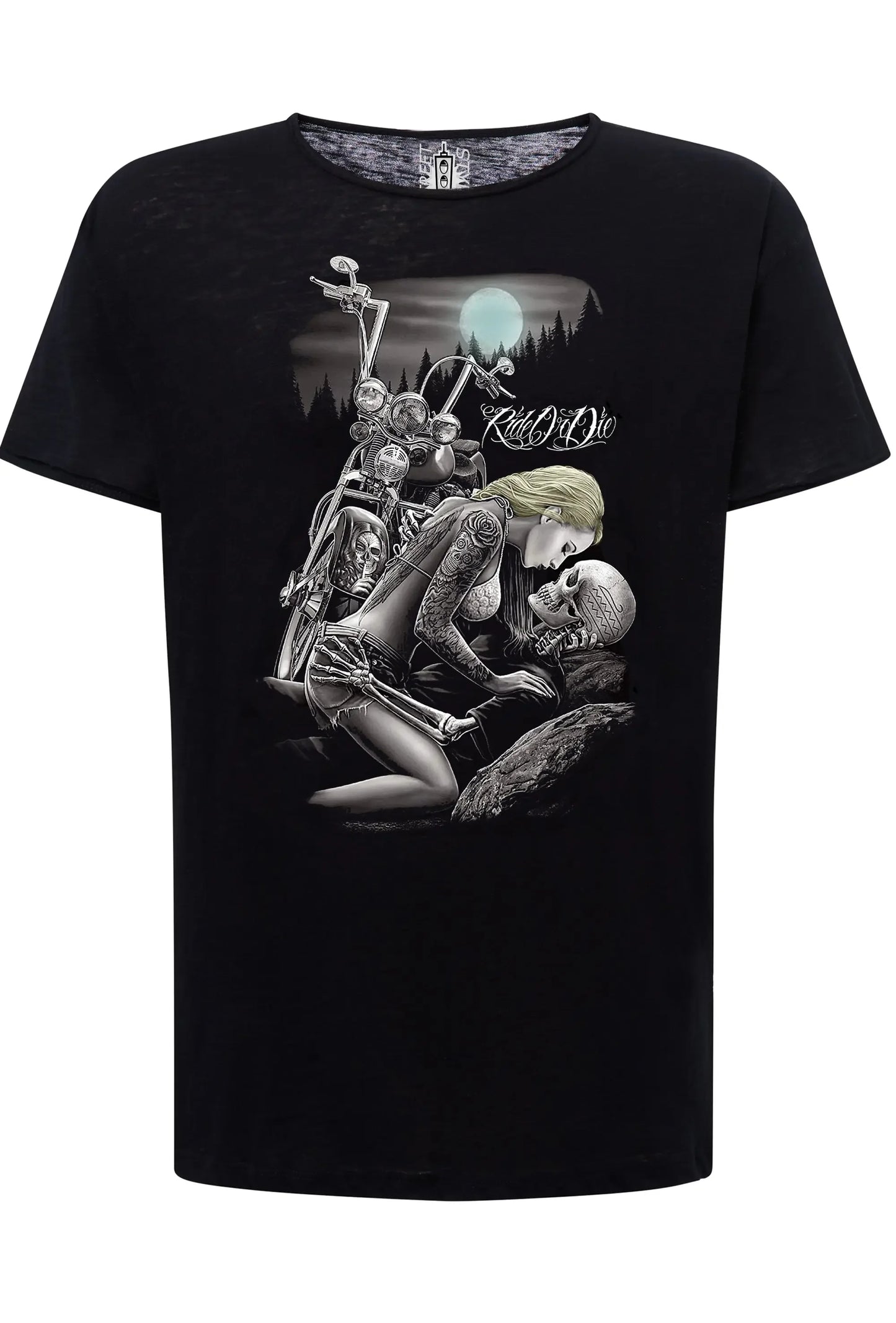 Ride Ordie Tattoo Skull – T-shirt Uomo Cotone Fiammato - STREET STYLE