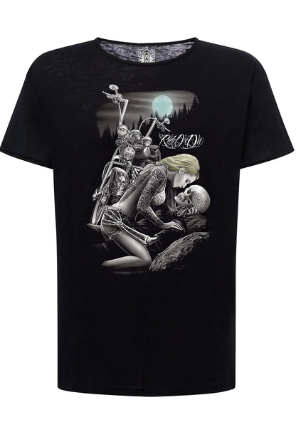 Ride Ordie Tattoo Skull – T-shirt Uomo Cotone Fiammato - STREET STYLE