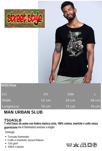 Ride Ordie Tattoo Skull – T-shirt Uomo Cotone Fiammato - STREET STYLE