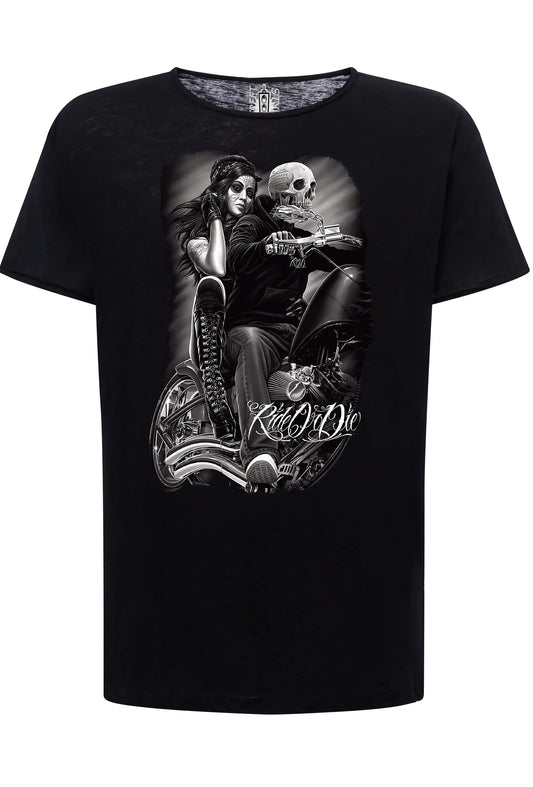 Ride or Die Tattoo Skull - T-shirt Uomo Urban Slub - STREET STYLE