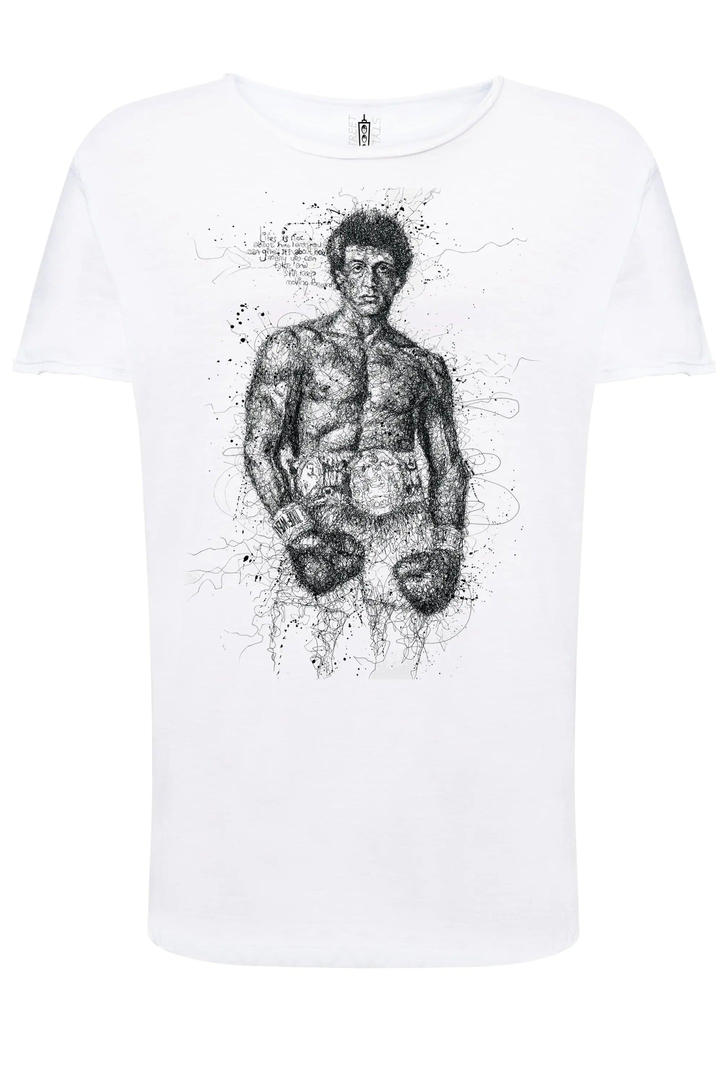 Rocky Balboa Artistico Stilizzato 18-56 T-shirt Urban Slub Men Uomo 100% Cotone Fiammato JK - STREET STYLE