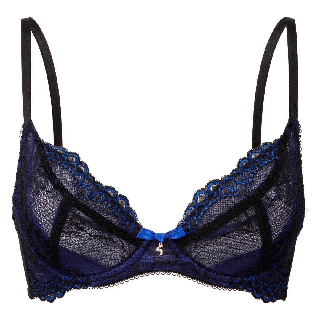 Gossard Superboost Lace Blue Sheer Plunge Bra - STREET STYLE