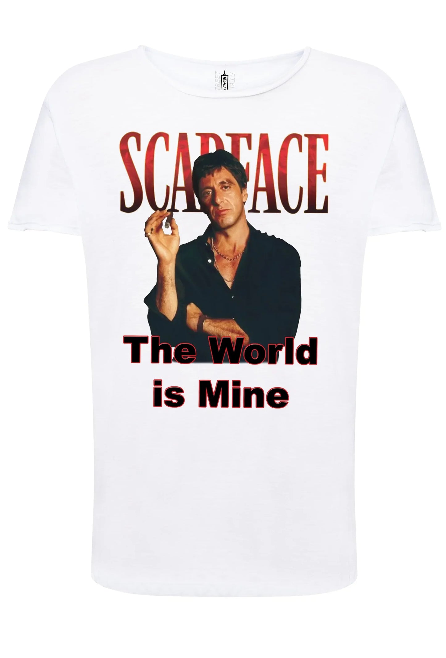 Scarface con Sigaro The Legend Soggetto Attore Cinema Film 18-25 T-shirt Urban Slub Men Uomo 100% Cotone Fiammato JK - STREET STYLE