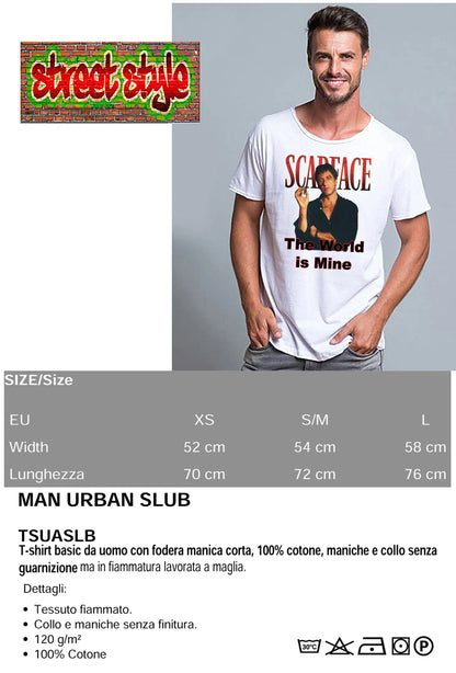 Scarface con Sigaro The Legend Soggetto Attore Cinema Film 18-25 T-shirt Urban Slub Men Uomo 100% Cotone Fiammato JK - STREET STYLE