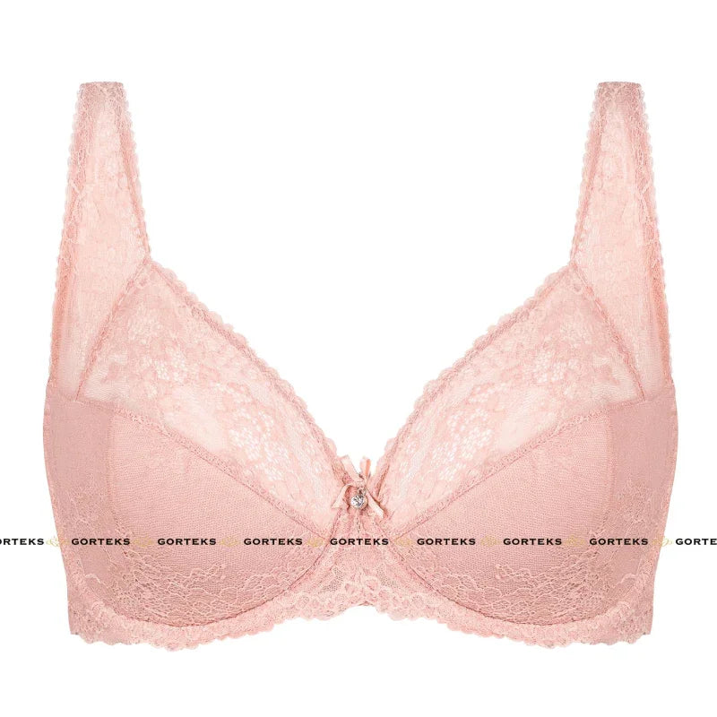 Semi Sheer Half Padded Bra Gorteks Scarlet Powder Pink - STREET STYLE
