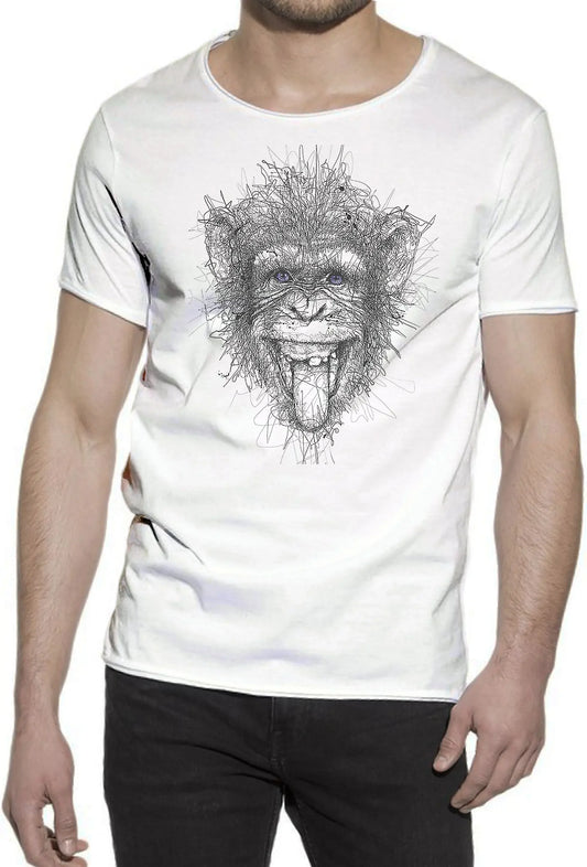 Scimmia Stilizzato Color Cantante Soggetto 18-73 T-shirt Urban Slub Men Uomo 100% Cotone Fiammato BS - STREET STYLE