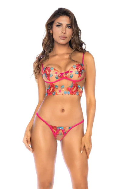 Floral Longline Bra & G-String Set Mapale Wild Flower - STREET STYLE