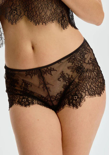 Sheer Eyelash Lace Short Blush Serene Black - STREET STYLE