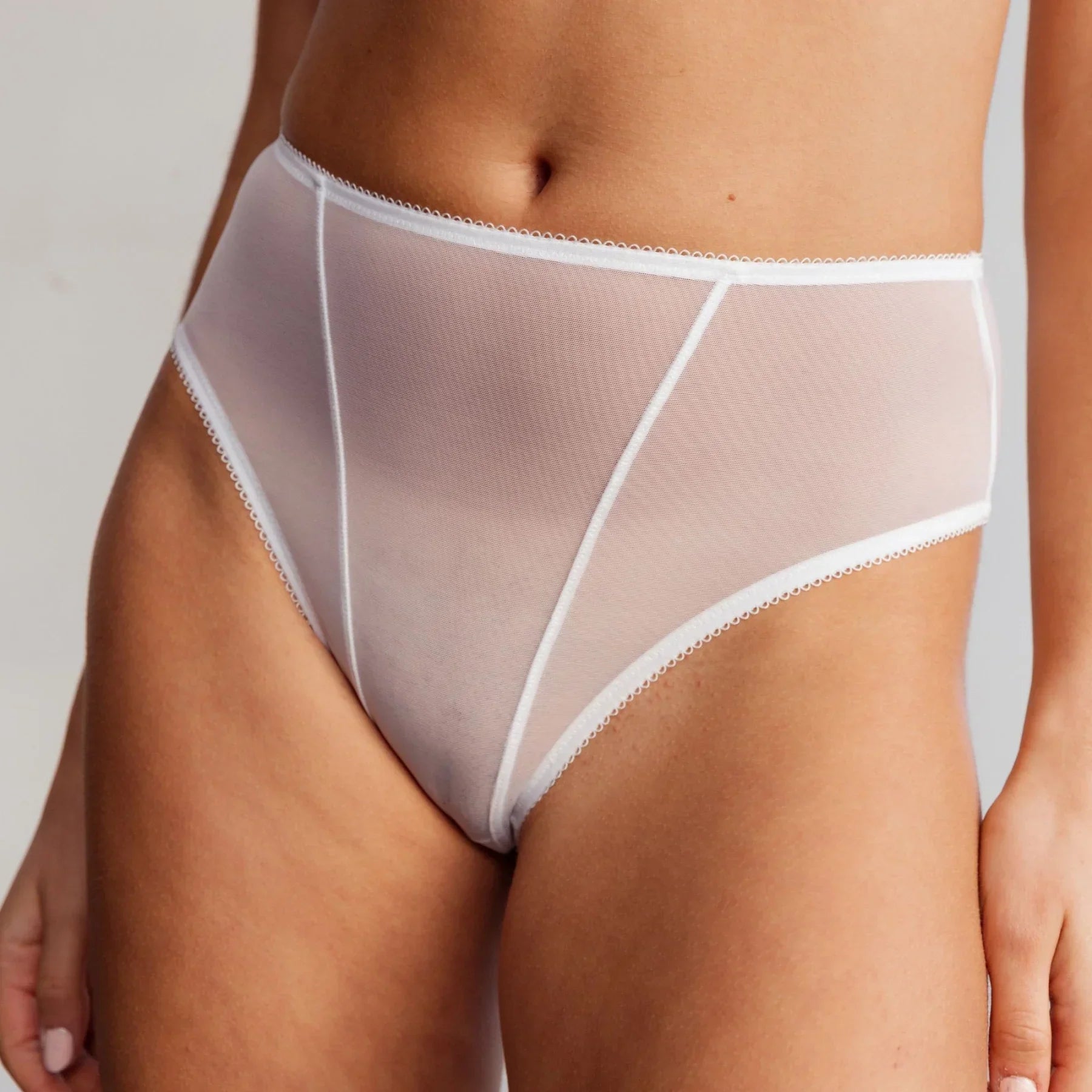 Sheer High-Waist Brief Panty Astrid White | Blush Lingerie - STREET STYLE