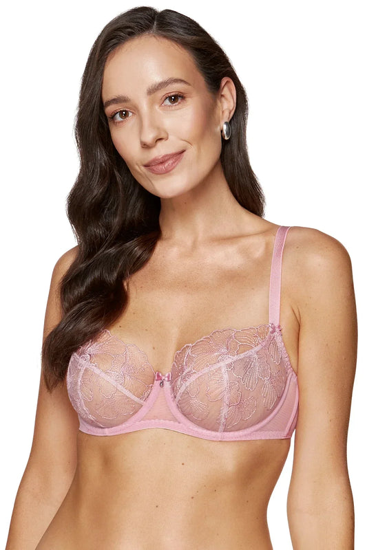 Sheer Mesh Floral Embroidered Bra Gorteks Bloom - STREET STYLE
