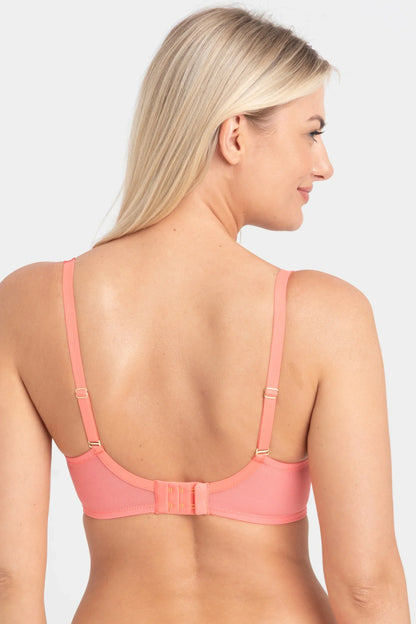 Sheer Mesh Embroidered Balconette Bra Perla Coral - STREET STYLE