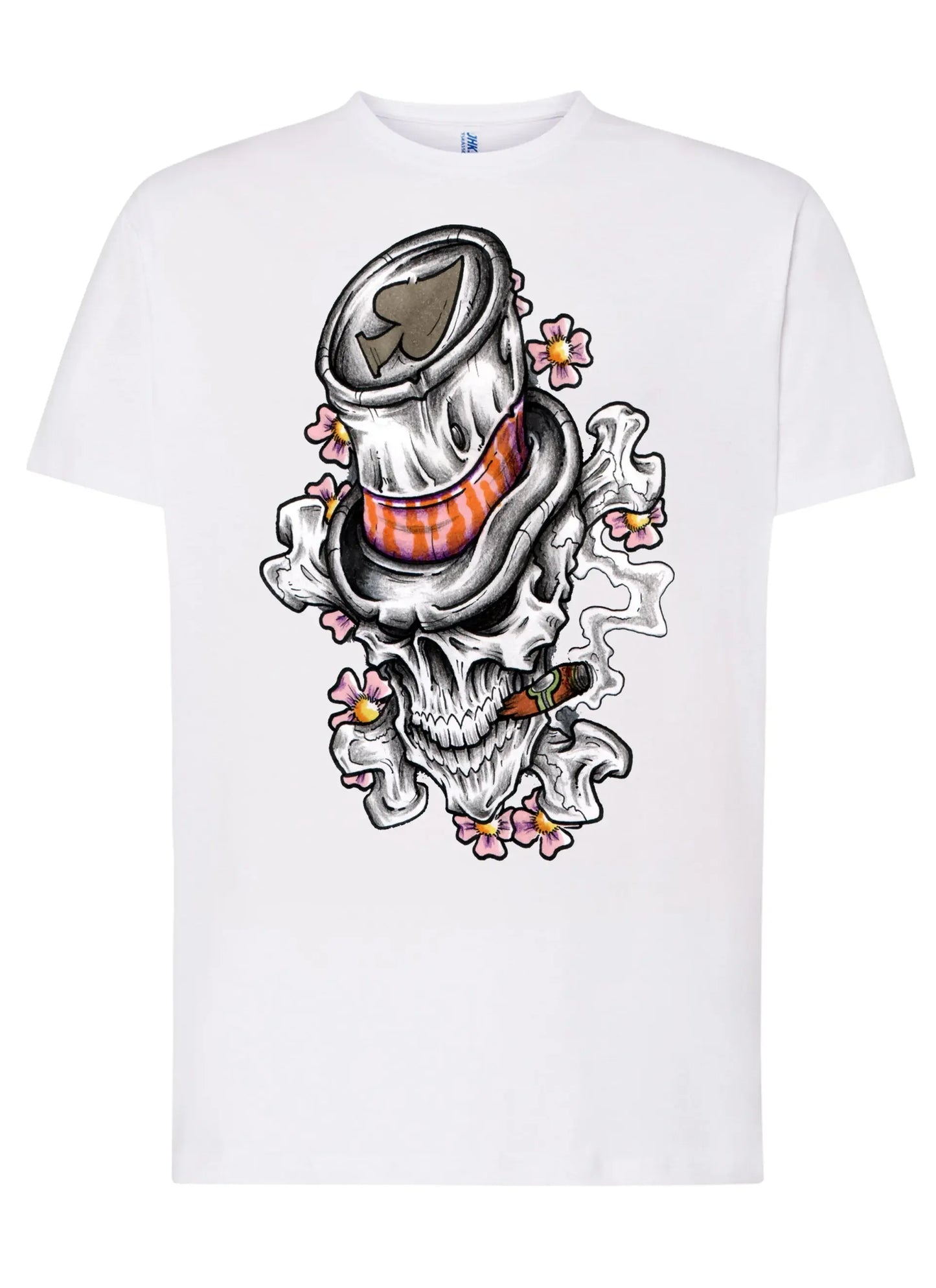 Skull Cigar Sigaretta Asso Tattoo 9003 T-shirt Urban Men Uomo 100% Cotone Pettinato JK - STREET STYLE