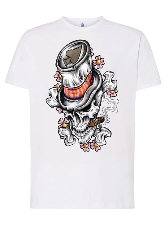 Skull Cigar Sigaretta Asso Tattoo 9003 T-shirt Urban Men Uomo 100% Cotone Pettinato JK - STREET STYLE