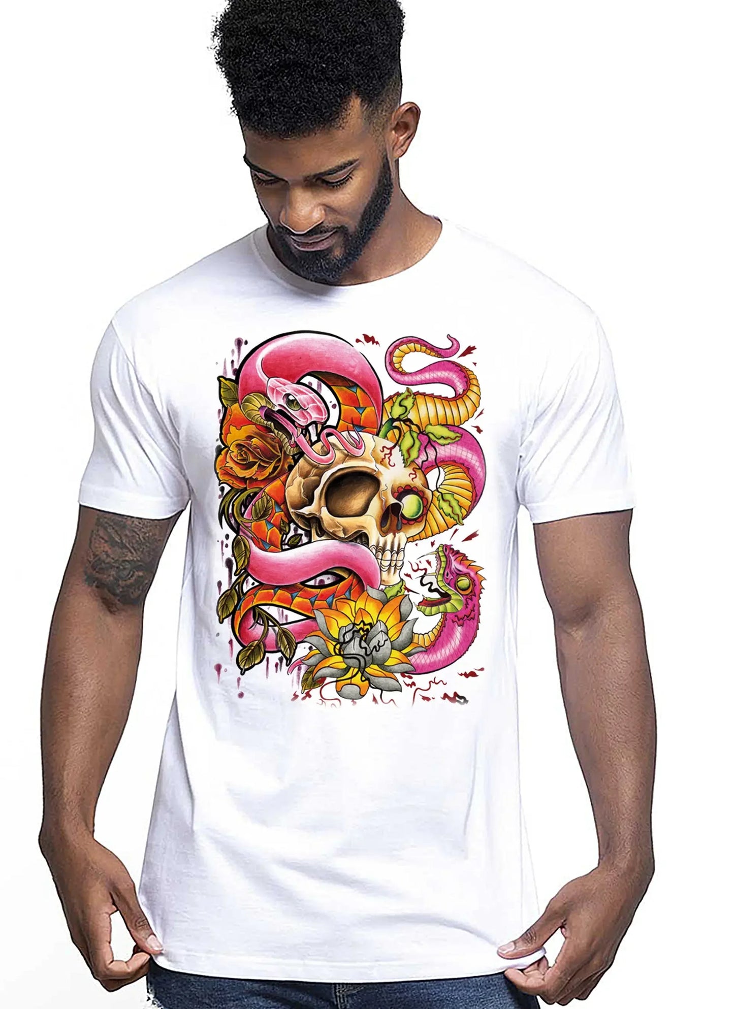 Skull Giolly Asso Tattoo 9011 T-shirt Urban Men Uomo 100% Cotone Pettinato JK - STREET STYLE