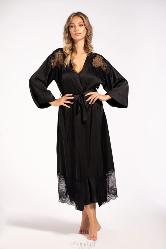 Soft Satin Long Sleeve Bathrobe Oriana - STREET STYLE