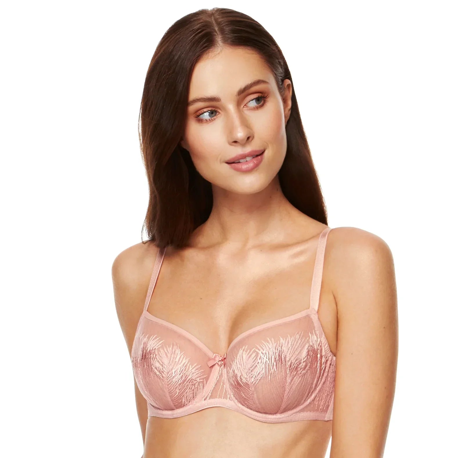 Soft See-Through Embroidery Balconette Bra Mable Pink - STREET STYLE