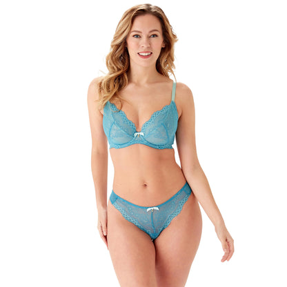 Gossard Superboost Lace Sheer Plunge Bra Ocean Blue - STREET STYLE