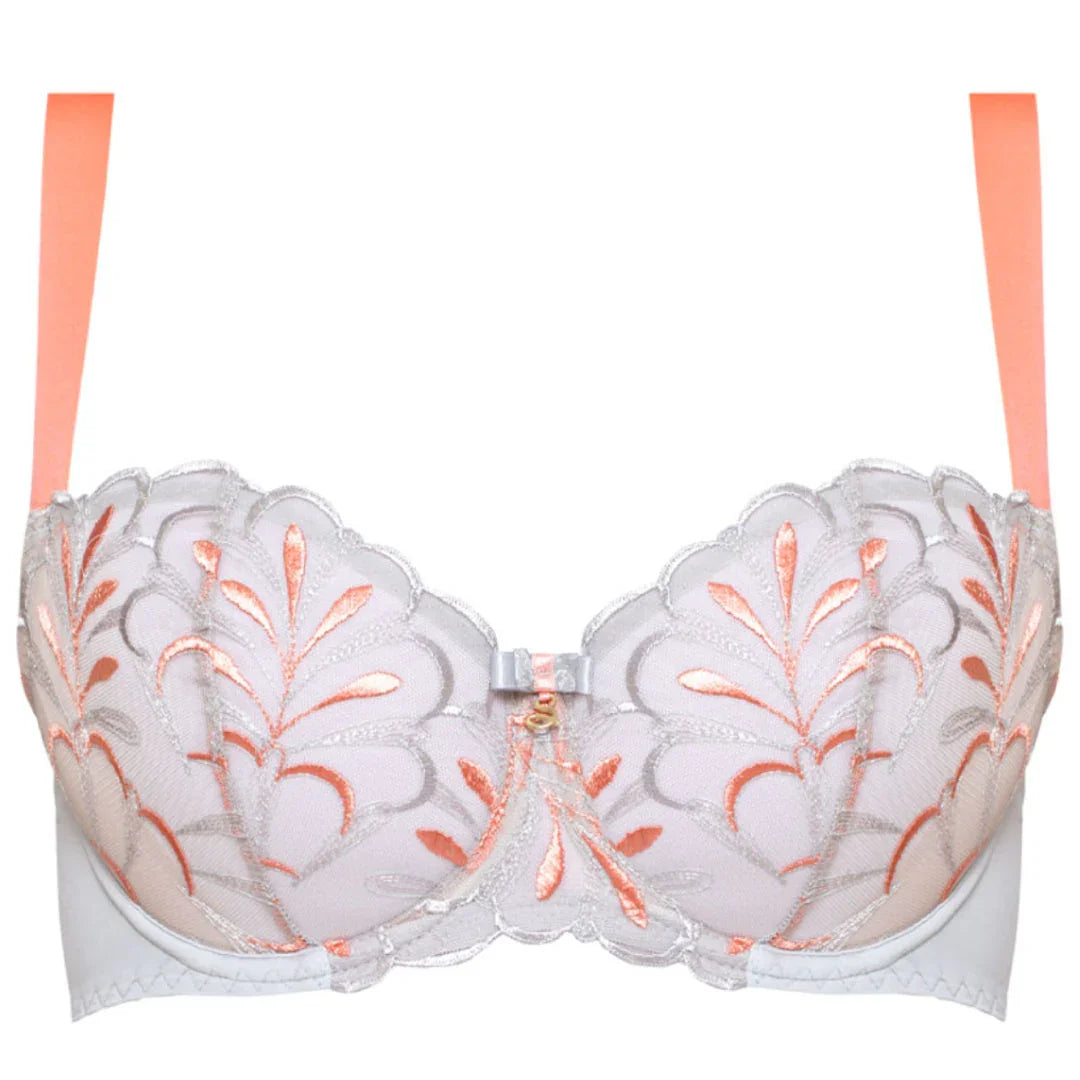 Sheer Mesh Embroidered Balconette Bra Sweet - STREET STYLE
