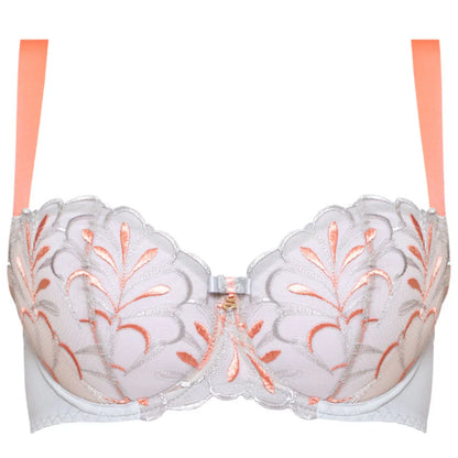 Sheer Mesh Embroidered Balconette Bra Sweet - STREET STYLE
