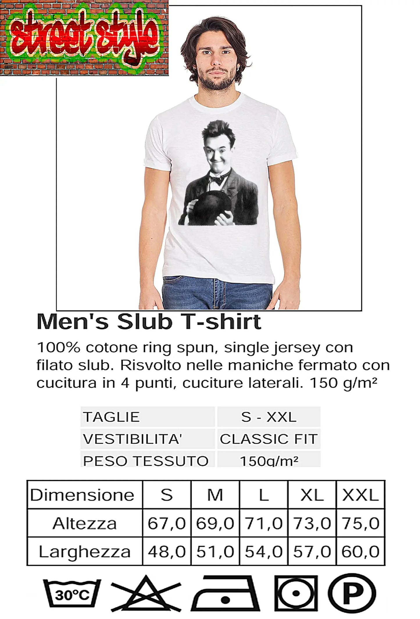 T-shirt Stan Laurel 'The Legend' - Cotone Fiammato - STREET STYLE