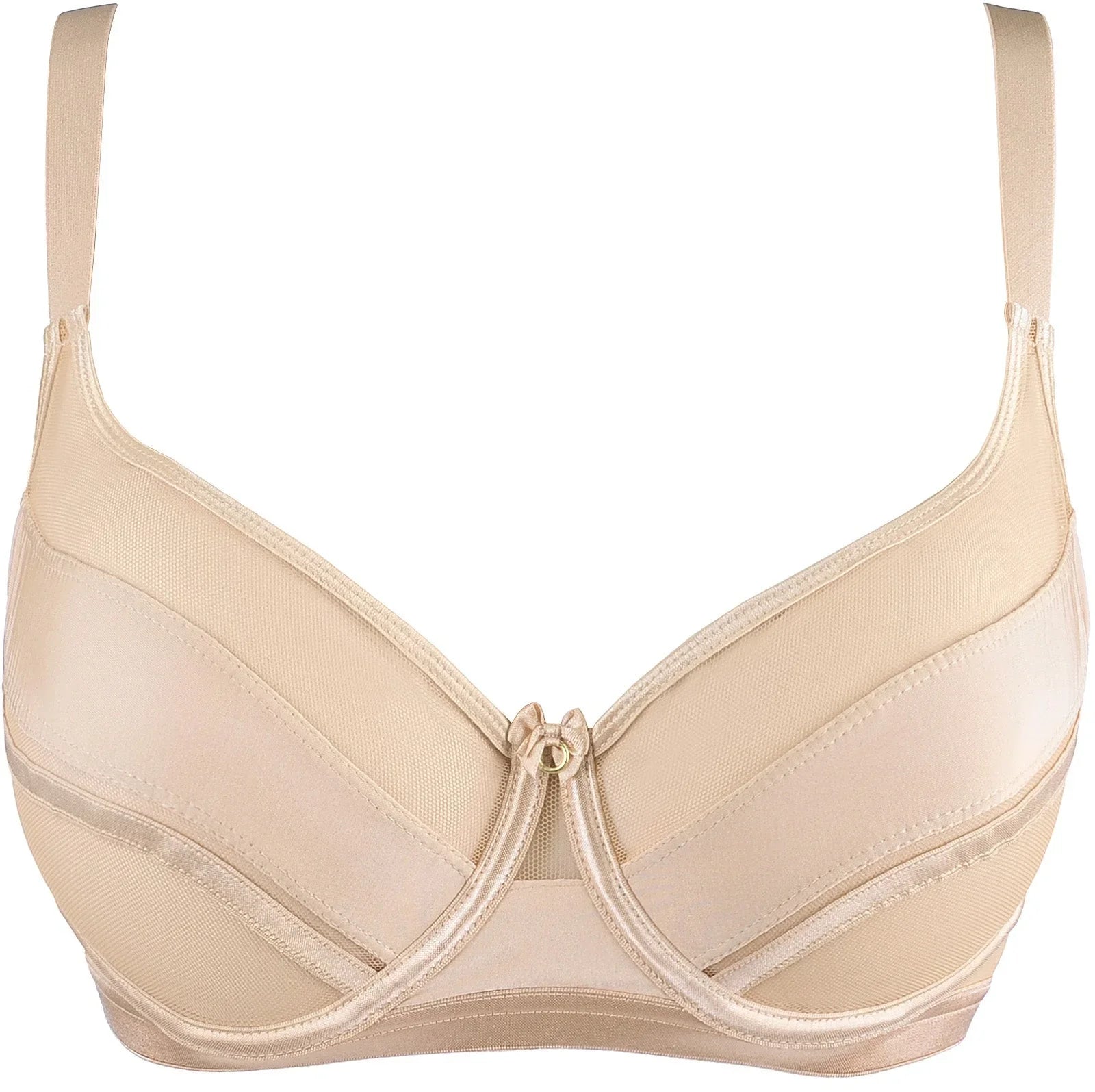 Soft Sheer Mesh Balconette Bra Axami Stripe Nude - STREET STYLE