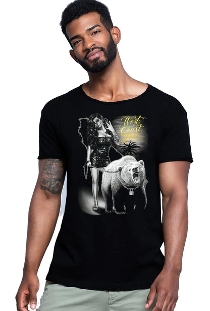T-shirt Uomo West Coast Tattoo Skull | Cotone Fiammato - STREET STYLE