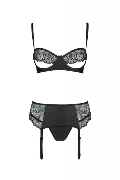 Sexy Open Cup Bra & Sheer Lace Garter String Set Passion Astrida - STREET STYLE