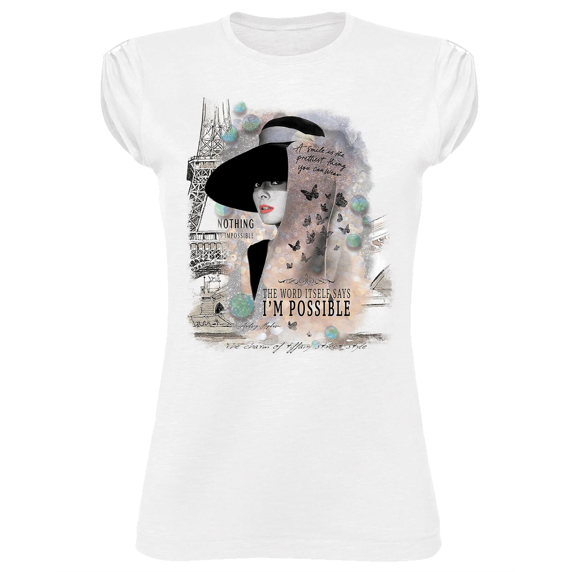 T-shirt Audrey Hepburn Floral - Cotone Bio Slub - STREET STYLE